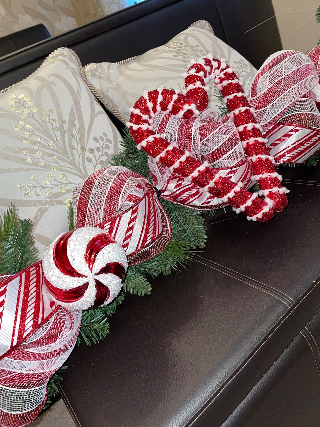 Candy Cane Christmas Garland Etsy UK