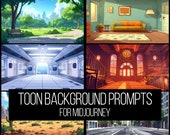 Multigenre Toon Backgrounds & AI Art Prompts/Tutorial for Midjourney, Create Your Own Cartoon Scenes and Comic Art