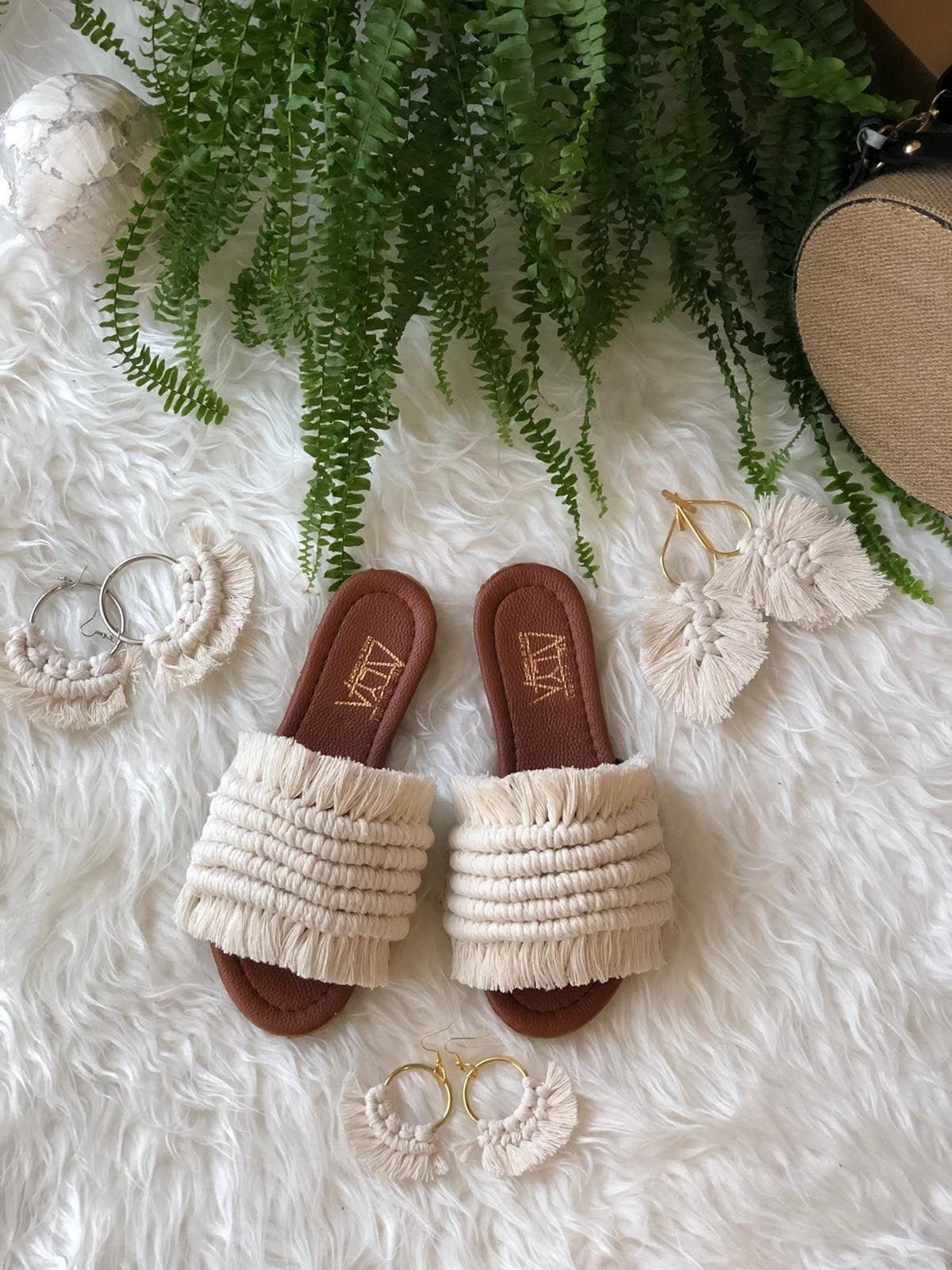 Handmade Macrame Slippers Macramé Knitted Sandals Boho Knit | Etsy