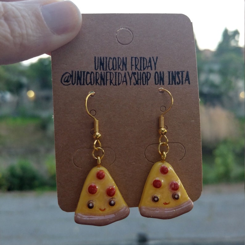 Pizza Earrings, Smiley Face Pizza, Dangle Earrings, Silly Earrings, Gift for Her, Cute Accessories image 4