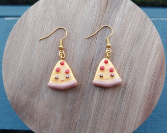 Pizza Earrings, Smiley Face Pizza, Dangle Earrings, Silly Earrings, Gift for Her, Cute Accessories