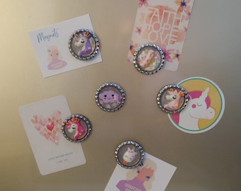 Unicorn Magnets, Cute Kawaii Magnets, Fun Fridge, Gifts, Office Accessories