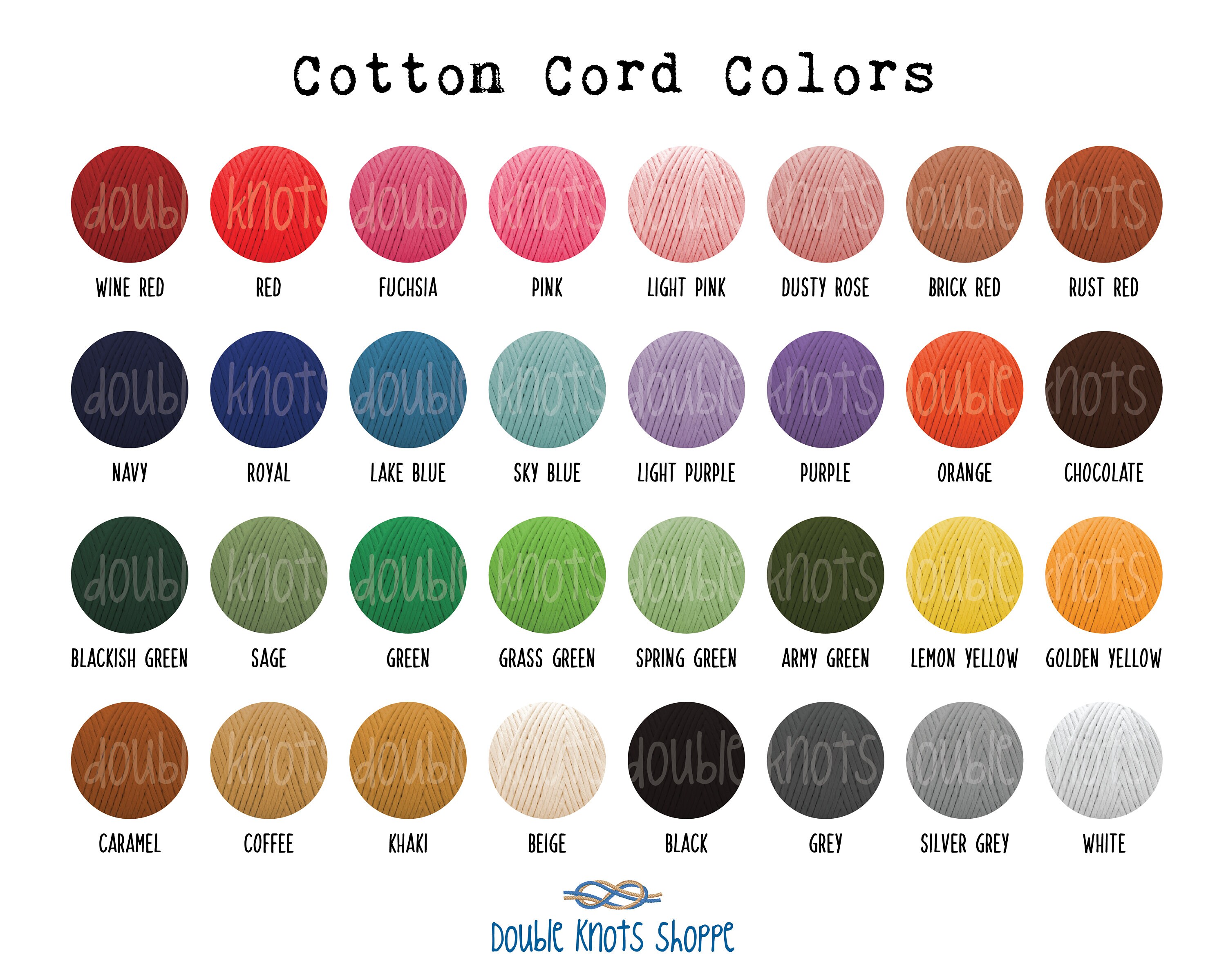 Macrame Cord Chart Sample Etsy