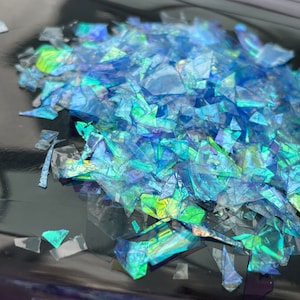 Dark blue iridescent Mylar Flakes, resin supplies, nail supplies, 10g per bag