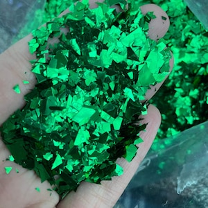 Bright green Mylar Flakes, resin supplies,  supplies, 10g per bag