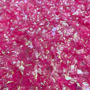 Neon Pink iridescent Mylar Flakes, resin supplies, nail supplies, 10g per bag