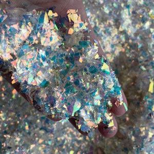 White Opal Mylar Flakes, resin supplies, nail supplies, 10g/20g/50g/100g per bag