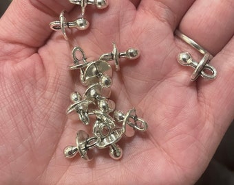 5 pcs Silver Coloured Dummy pacifier baby Charms for pendants, earrings, rings, jewellery supplies, resin supplies, craft supplies