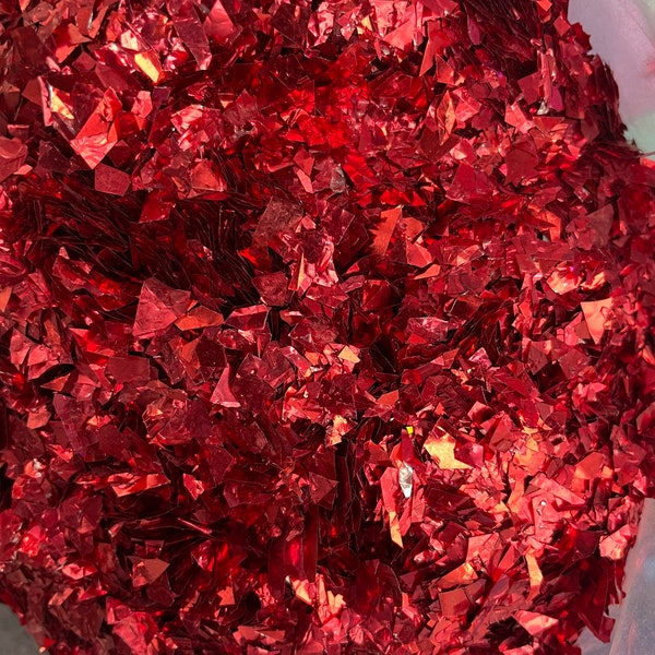 Bright red Mylar Flakes, resin supplies, supplies, 10g per bag