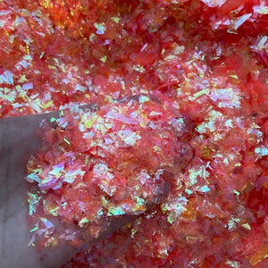 Peach iridescent Mylar Flakes, resin supplies, nail supplies, 10g per bag