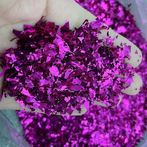 Deep Pink Mylar Flakes, resin supplies, supplies, 10g per bag
