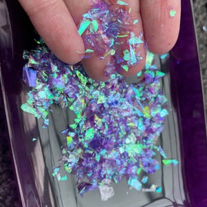 Purple iridescent Mylar Flakes, resin supplies, nail art supplies, 10g per bag