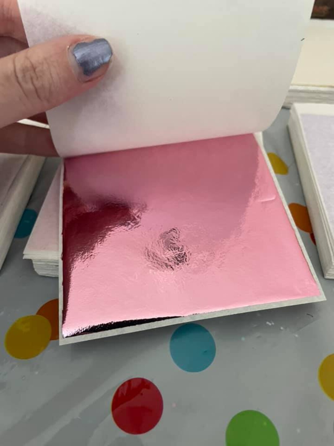 Pink Leaf Foil Paper Sheets for Crafts, Resin, Scrapbooking