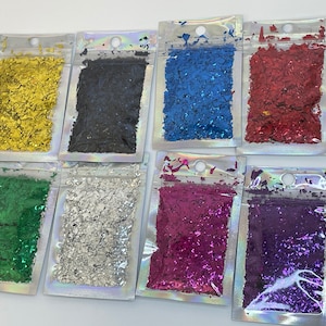 Shiny Mylar - 8 bags, Mylar Flakes, resin supplies, nail supplies, 2-3g per bag, 10g per bag