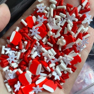 20g red and white Christmas shapes, Polymer ClaySlice, Fimo, Resin Supplies, Christmas crafts, slime supplies, resin inserts