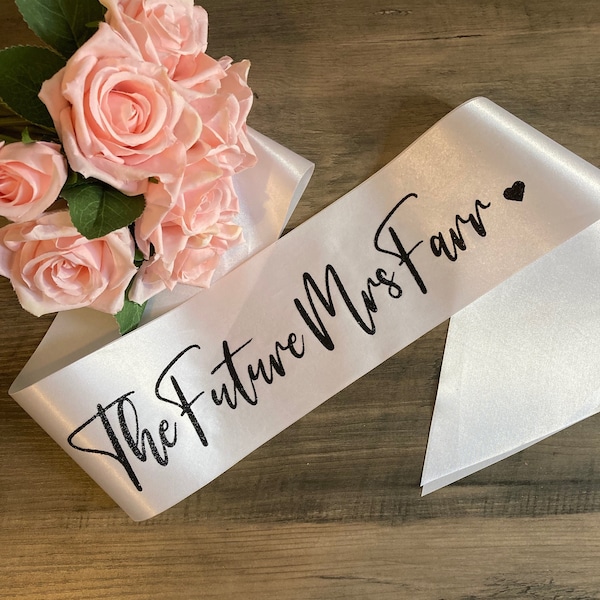 Personalised Bride to Be Sash | Future Mrs White Sash  | Hen Do, Bride Tribe, Team Bride, Bride Squad Sash | Add any text, any colour