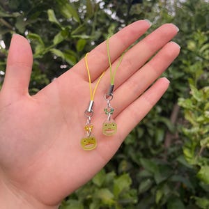 Mini frog phone charms (2 piece set), keychain set for friends, couples charm set, tiny keychain