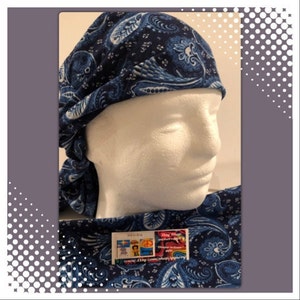 Blue Shades in Paisley - Exclusive Bigger Human Bandana, Over-sized Bandanas, Unique 31” or 32” scarf, stylish bandana scarves