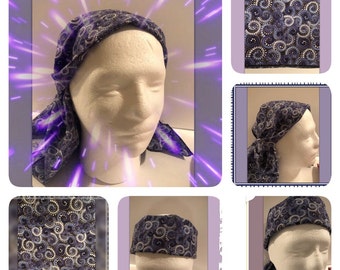 Mod Purple Swirls scarf, Groovy Exclusive Bigger Human Bandana, Unique Special 32” Purple Swirls Bandana, purple spirals accessory