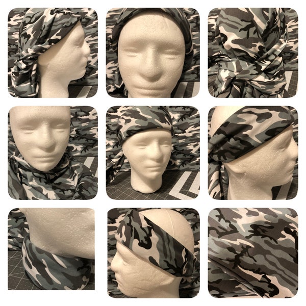 Over Sized Camouflage Bandanas, Camo Neckerchief Exclusive Bigger Human Bandanas, headband, urban Camo Scarf, big camo bandanas