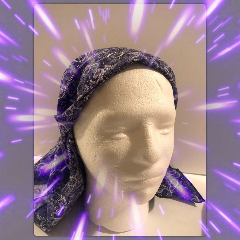 Mod Purple Swirls scarf, Groovy Exclusive Bigger Human Bandana, Unique Special 32 Purple Swirls Bandana, purple spirals accessory image 3