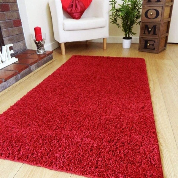 Red Soft Living Room Rug Non Slip Washable Door Mat