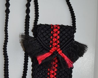 Handgefertigte Makramee-Handytasche - Crossbody-Handytasche mit Riemen, Boho-Accessoire