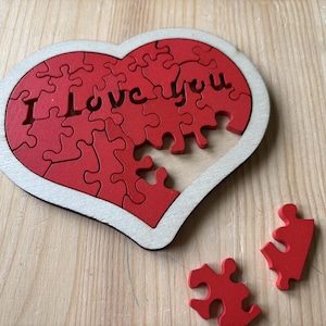 Wooden Love Puzzle – Romantic Valentine&#39;s Day Gift for Him or Her, Fun Couple Game
