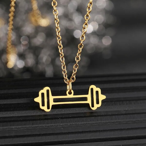 Dumbbell Necklace Etsy