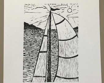 Sailboat Linocut Print