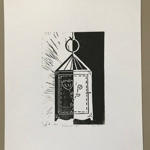 Lantern Linocut print