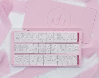 Modern geschetst lettertype en nummerset | Moderne beginletterstempels | Moderne cijferstempels | 3D-fondant- en koekjesstempels