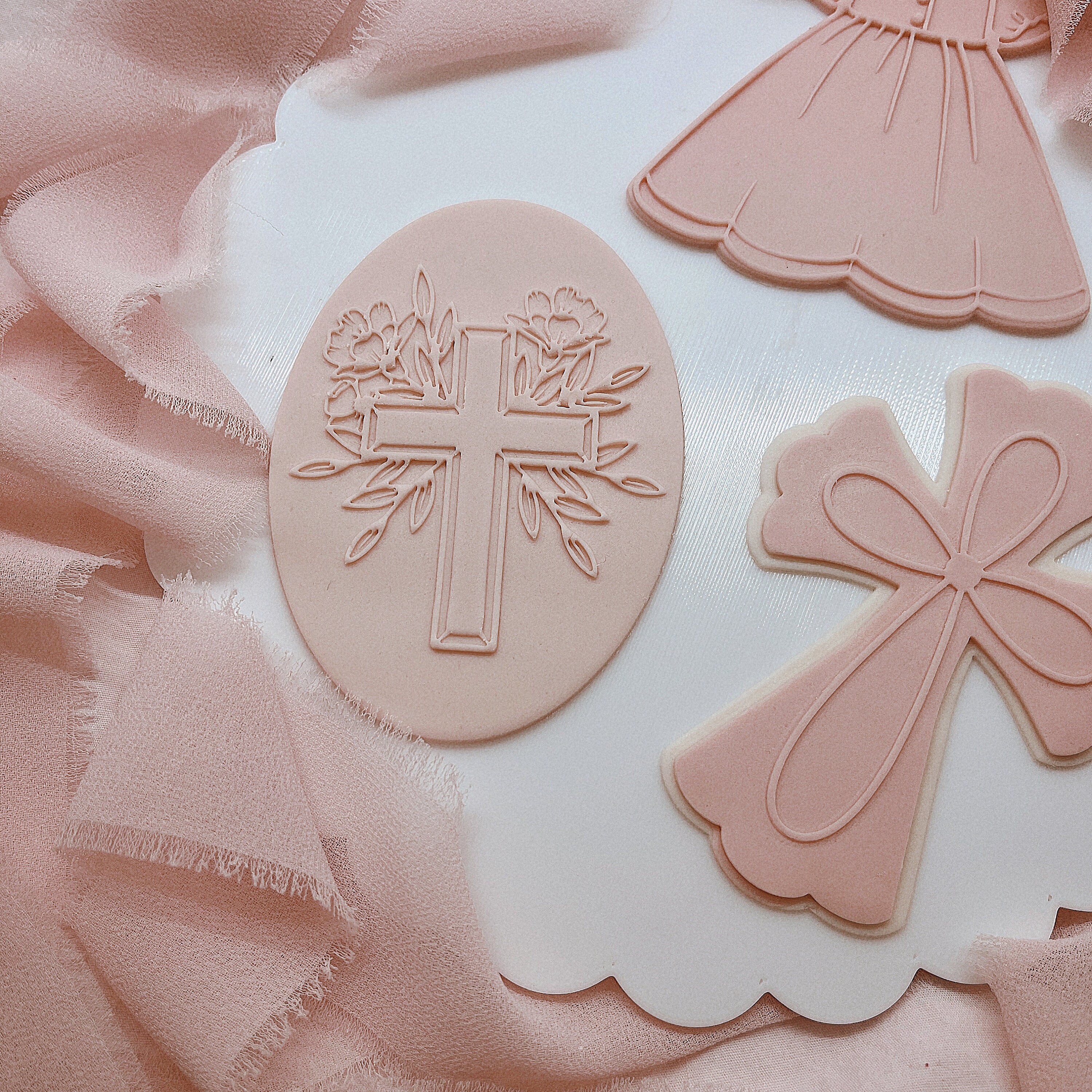 Floral Cross Embosser Set | Cross Embosser | Christening Cookie ...
