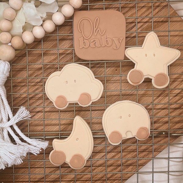 Boho Vintage Baby Stroller Embosser | Baby Stroller Stamp Set | Baby Collection | Boho Collection | 3D Fondant Cookie Stamp and Cutter