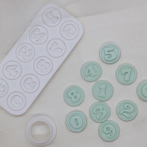 Mini Round Border Number Embosser Palette | Mini Number Stamp Set | Set of 10 Round Number Stamps | Palette Collection | 3D Cookie Cutter