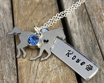 Personalized Horse Necklace with Birthstones