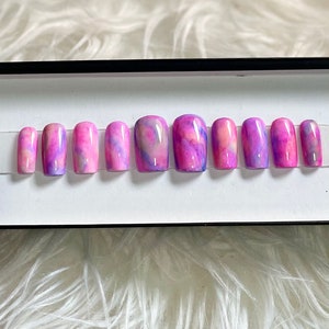 Water Color Press On Nails - Pink Purple Water Color - By GLEESH Nail Boutique