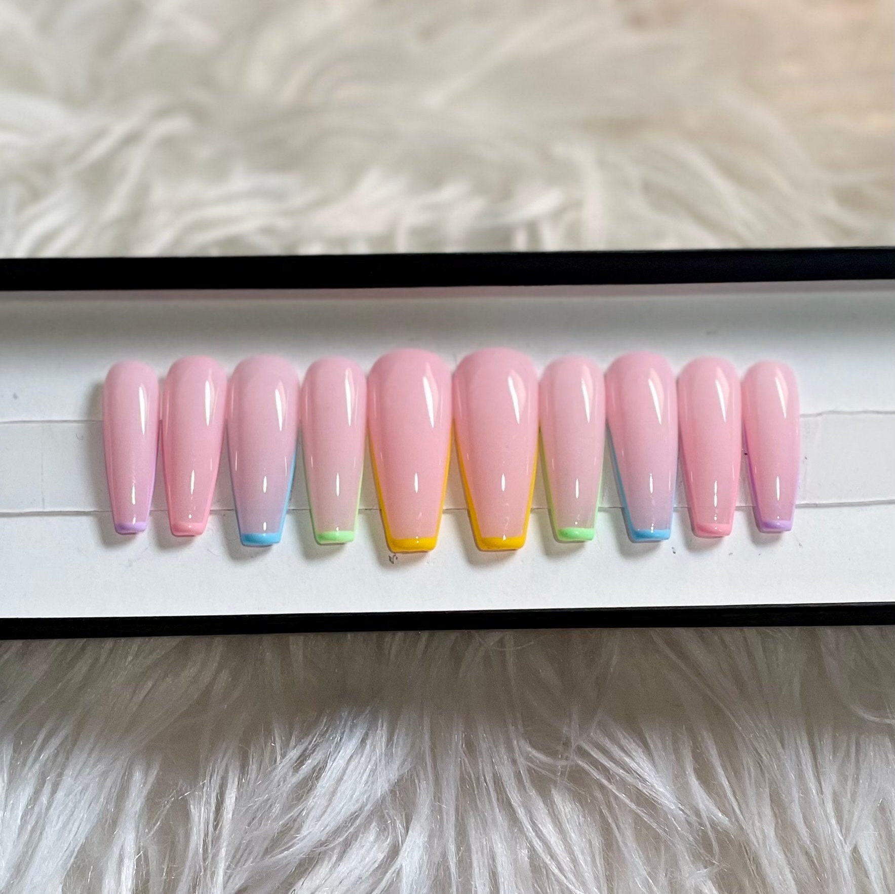 Press On Nails - Pastel Rainbow Tips - GLEESH Nail Boutique
