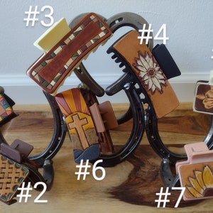 Hand Tooled Leather Claw Clips, Various Sizes, Colors & Designs - YOUR CHOICE