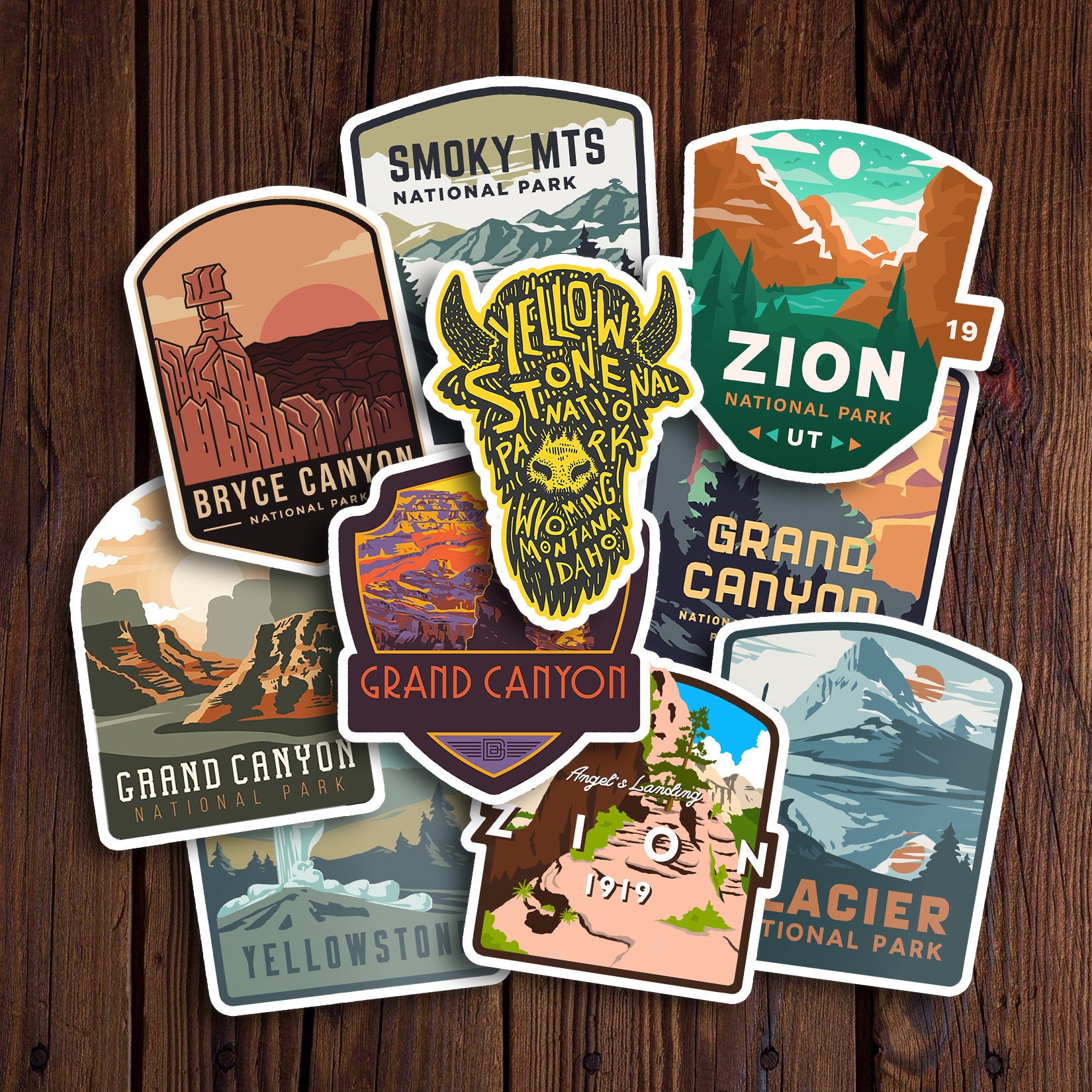 US National Parks Sticker Set 10 Pack Vinyl Multi Park Etsy