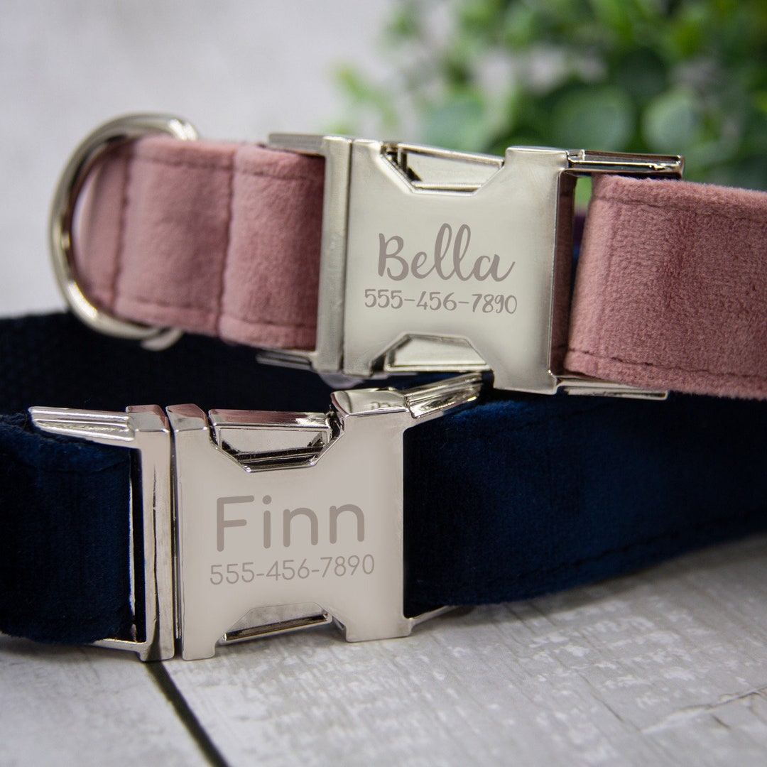 Personalized Buckle Dog Collar, Custom Dog Collar ID Tag, Engraved