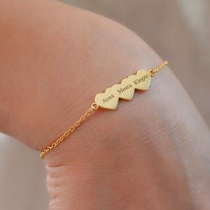 Multiple Name Bracelet, Custom Heart Bracelet with Name, Family Name Bracelet, Kids Name Heart Bracelet, Personalized Gifts, Gift for Mom
