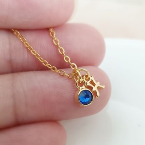 Zodiac Birthstone Necklace, Constellation necklace, Astrology Jewelry,  Gemstone Necklace, Birthday Gift, Zodiac Gift for Her