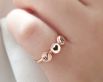 Custom Letter Ring,Personalized Initial Ring,Letter Chain Ring,Sterling Silve Ring,Couple Rings,Gifts For Mom,Stacking Rings