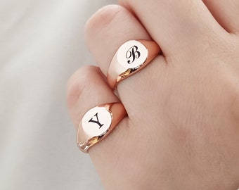 Initial Signet Ring • Custom Initial Ring • Personalized Letter Ring • Gift For Her • Personalized Jewelry