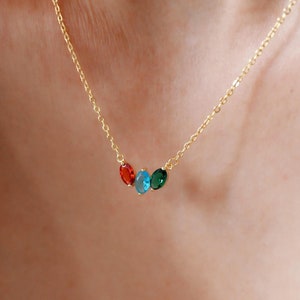 Colar de pedra de nascimento da família, joias de pedra de nascimento personalizadas, colar de várias pedras de nascimento, colar de mães, presente de Natal para ela