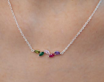 Custom Multiple Birthstone Necklace, Fmaily Birthstone Jewelry for Mom, Personalized Gift for Her, Grandma Necklace, Christmas Gift