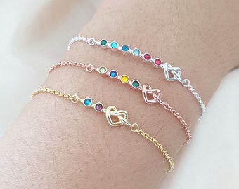 Family Birthstone Bracelet, Personalized Birthstone Bracelet, Dainty Bracelet, Birthstone Jewellery, Gifts for Mom, Birthday Gift