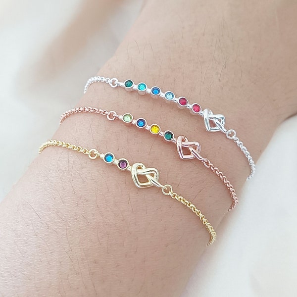 Familie geboortesteen armband, gepersonaliseerde geboortesteen armband, sierlijke armband, geboortesteen sieraden, cadeaus voor mama, verjaardagscadeau