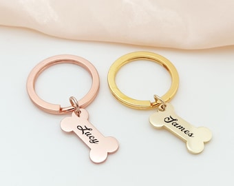 Personalized Dog Keychain,Custom Pet Keychain,Bone Keychain,Custom Name Keychain,Pet Lovers Gift,Dog Pet Gifts,Personalized Key Rings